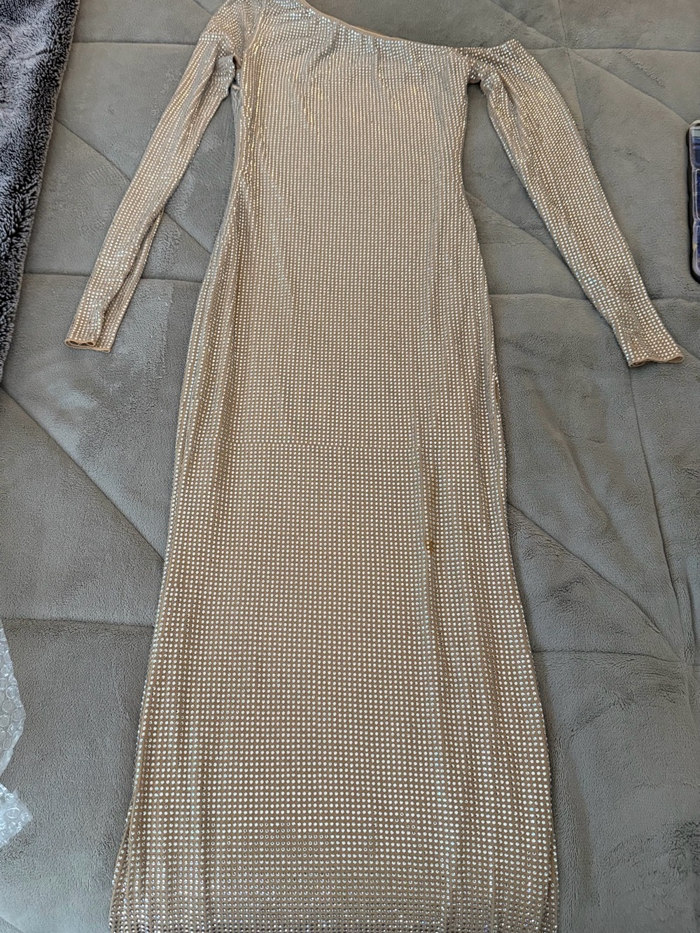 Mew mews Long Sleeve Nude Sequin Bodycon Dress